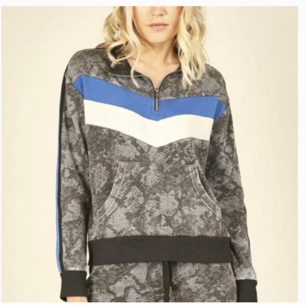 Vintage Havana Snakeskin Color Block Half Zip